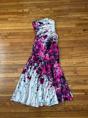 Cache Formal Gown Strapless Maxi Dress Prom Wedding Floral Women's Size 2